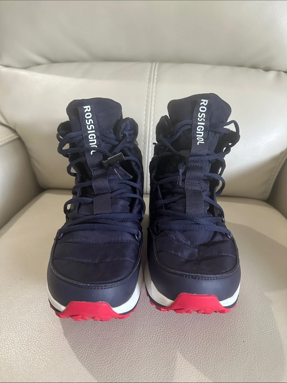 Rossignol Navy and Red Lace-Up Winter Boots rossi podium navy rnlmc07 075
